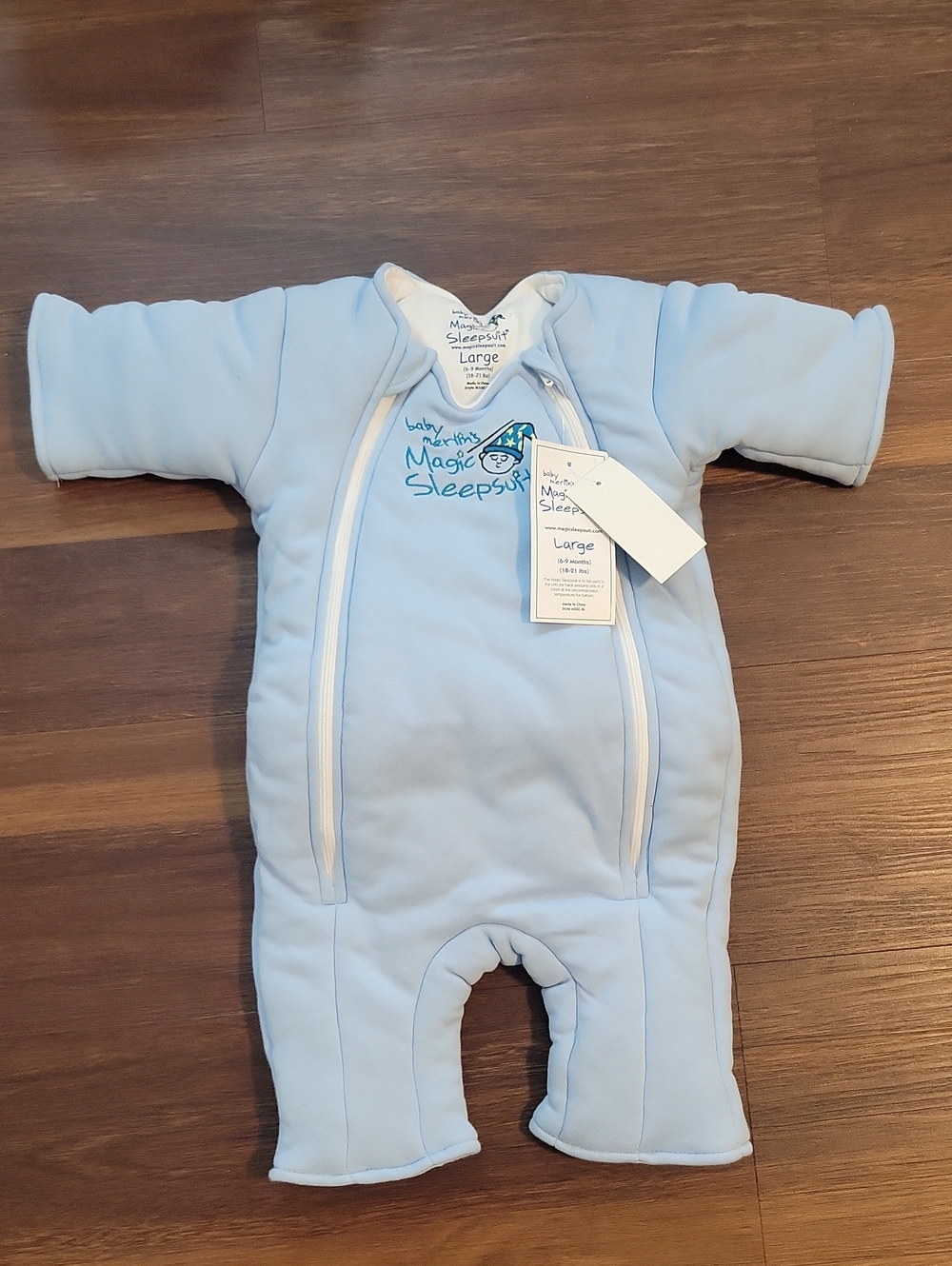 Baby Magic Light Blue Sleepsuit One-Piece Footie - Large